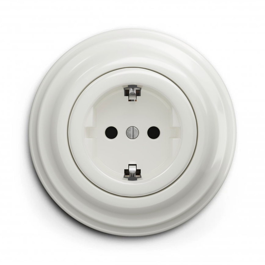 Kliklap - Tomada retro doméstica com moldura SCHUKO 230V/16A branca