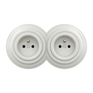 Kliklap - Tomada retro dupla com moldura 230V branca