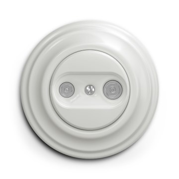 Kliklap - Tomada retro para TV+R passante com moldura branca