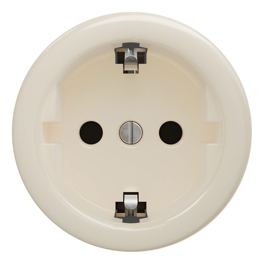 Kliklap - Tomada retro residencial sem moldura SCHUKO 230V/16A, bege