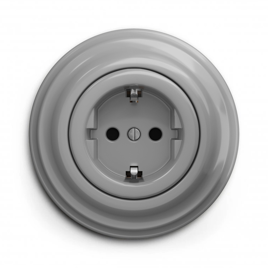 Kliklap - Tomada retro SCHUKO 230V/16A para uso doméstico com moldura, cinzenta