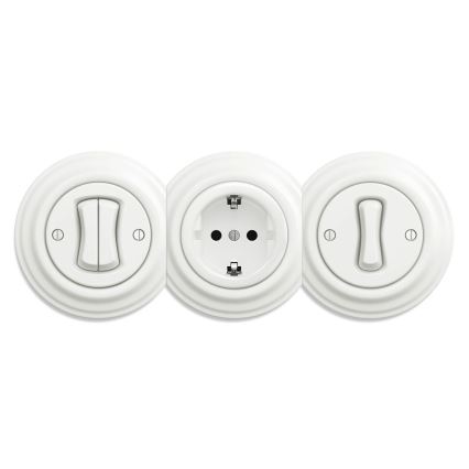 Kliklap - Tomada retro embutida sem moldura SCHUKO 230V/16A branca