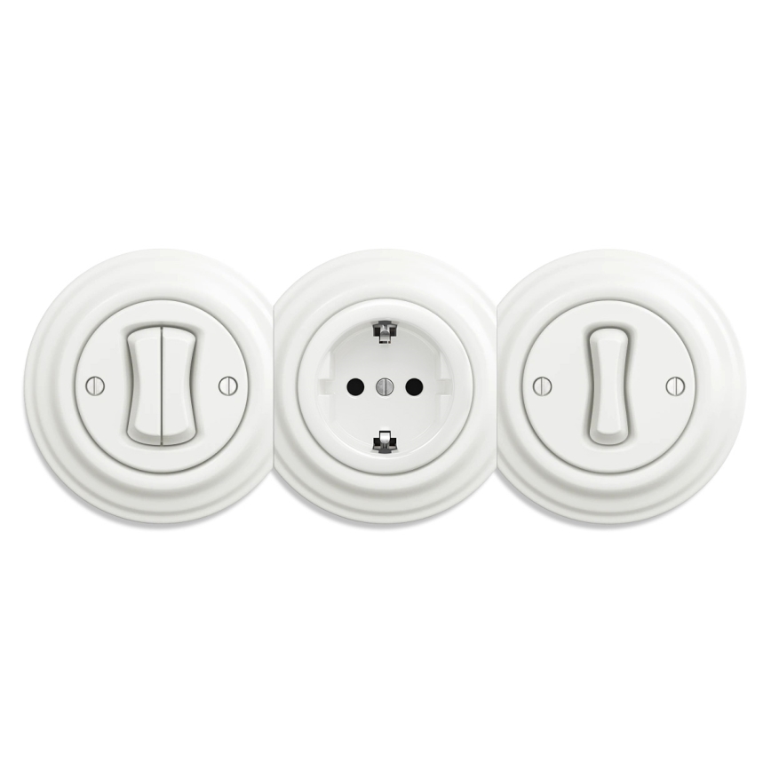Kliklap - Tomada retro embutida sem moldura SCHUKO 230V/16A branca