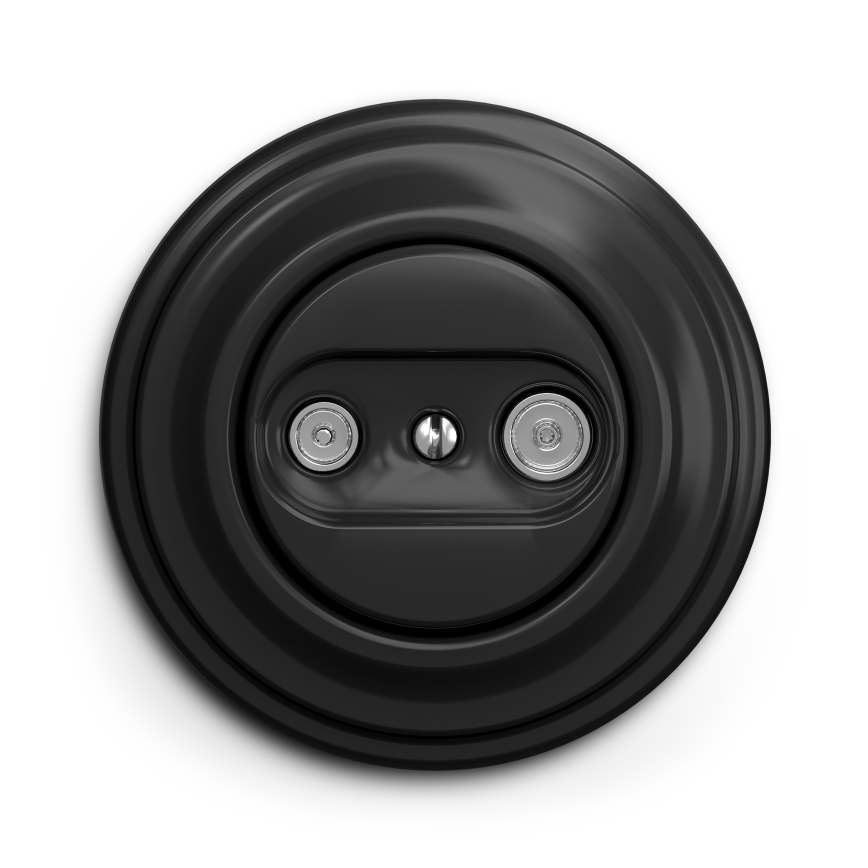 Kliklap - Tomada retro TV+R passante com moldura preta