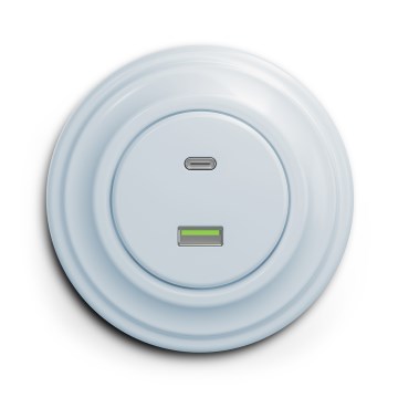Kliklap - Tomada USB Retro A+C com moldura azul