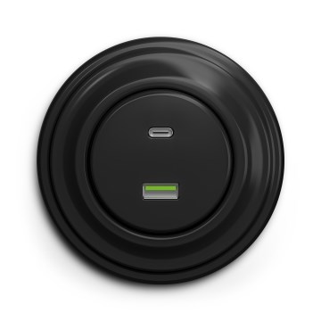 Kliklap - Tomada USB retro A+C com moldura preta