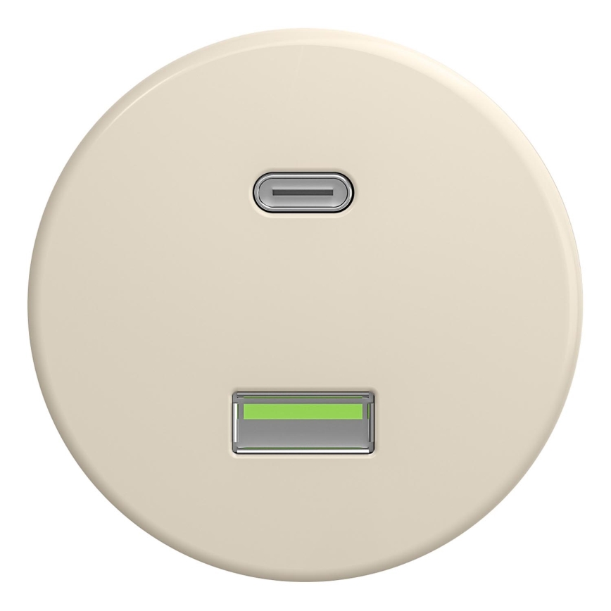 Kliklap - Tomada USB Retro A+C sem moldura bege