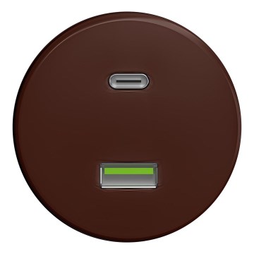 Kliklap - Tomada USB Retro A+C sem moldura castanha