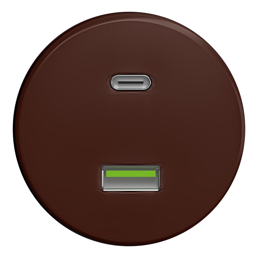 Kliklap - Tomada USB Retro A+C sem moldura castanha
