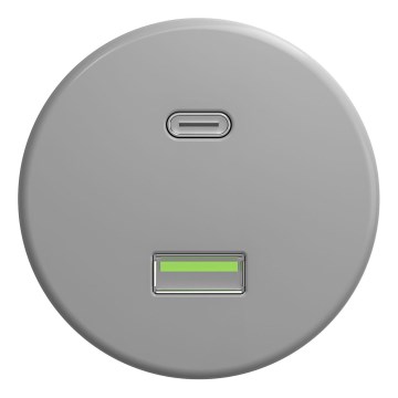 Kliklap - Tomada USB Retro A+C sem moldura cinza