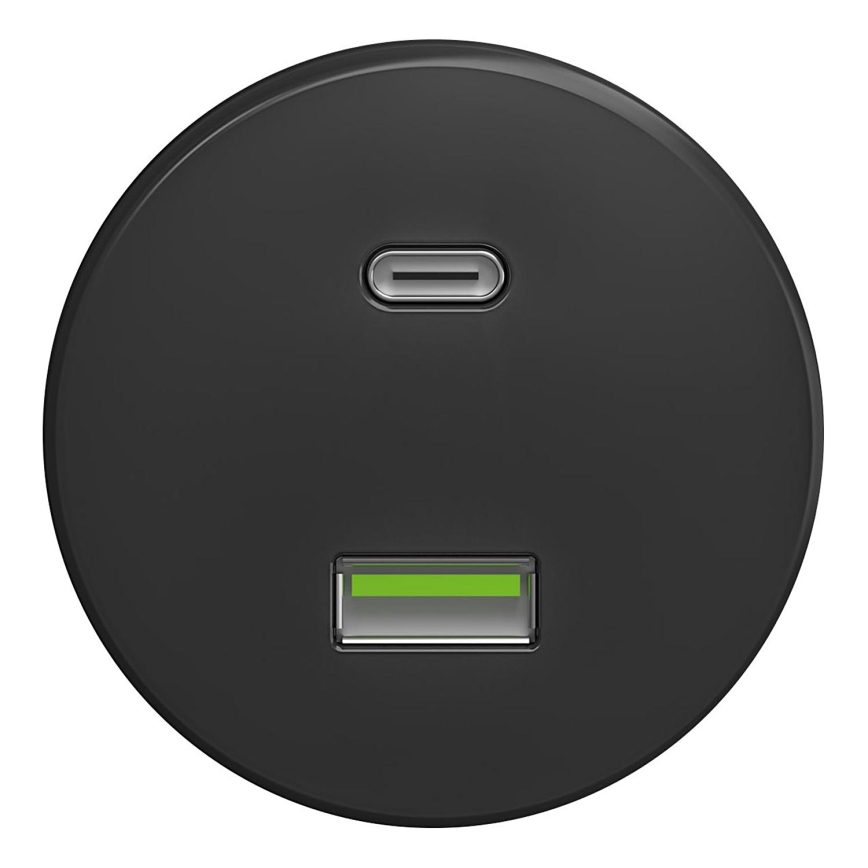 Kliklap - Tomada USB vintage A+C sem armação antracite