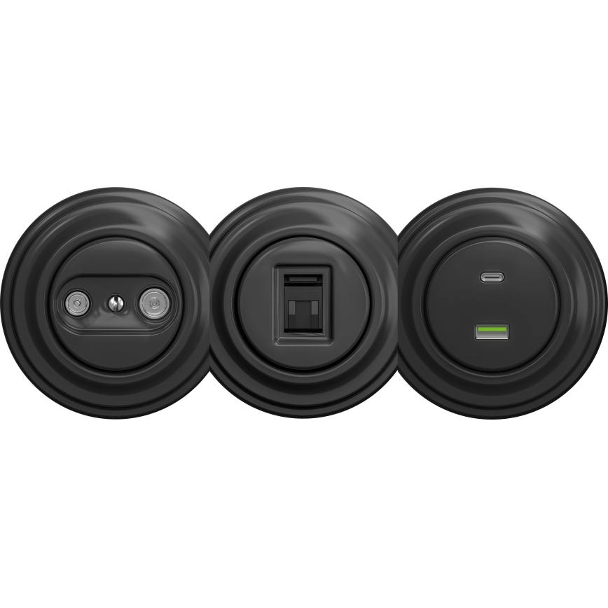 Kliklap - Tomada USB vintage A+C sem armação antracite