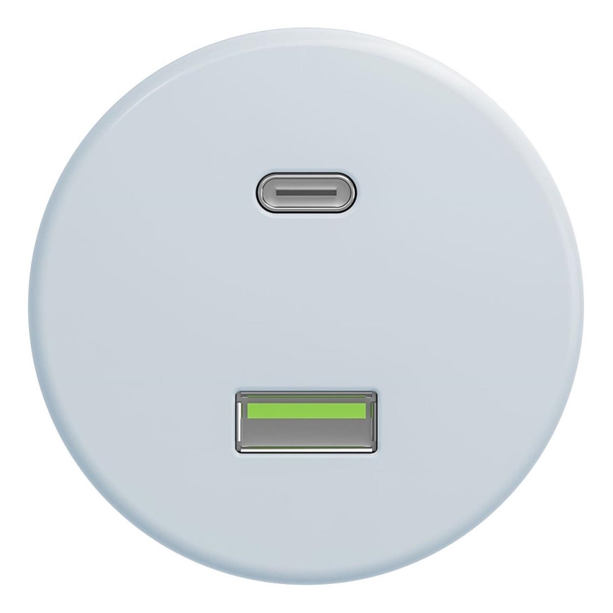Kliklap - Tomada USB vintage A+C sem armação azul
