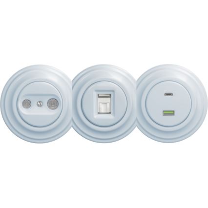 Kliklap - Tomada USB vintage A+C sem armação azul