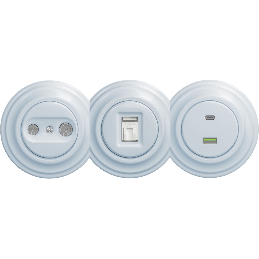 Kliklap - Tomada USB vintage A+C sem armação azul
