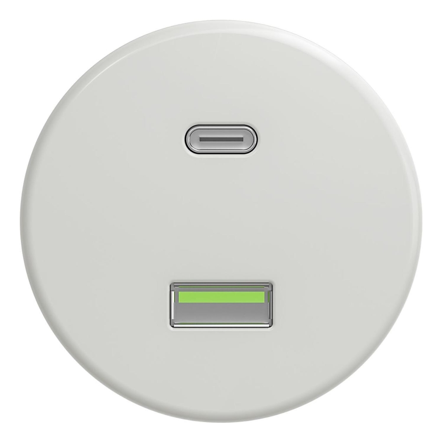 Kliklap - Tomada USB vintage A+C sem armação branco