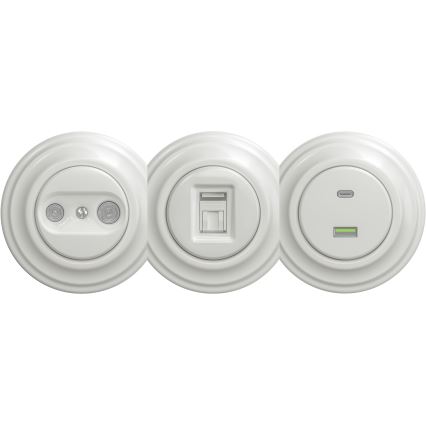 Kliklap - Tomada USB vintage A+C sem armação branco