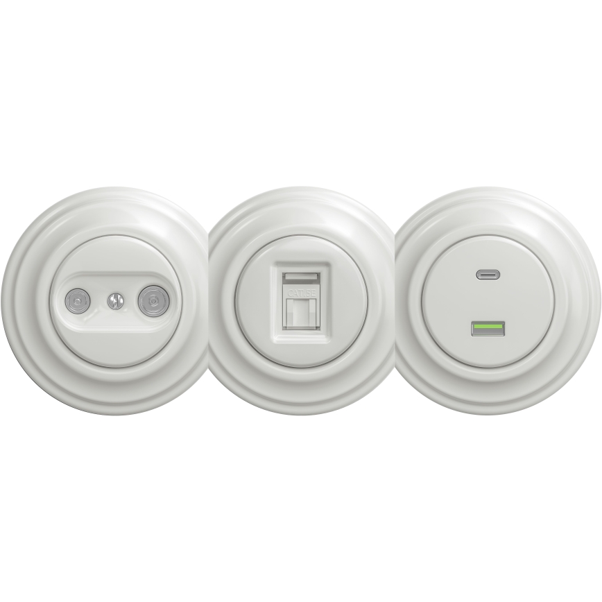 Kliklap - Tomada USB vintage A+C sem armação branco