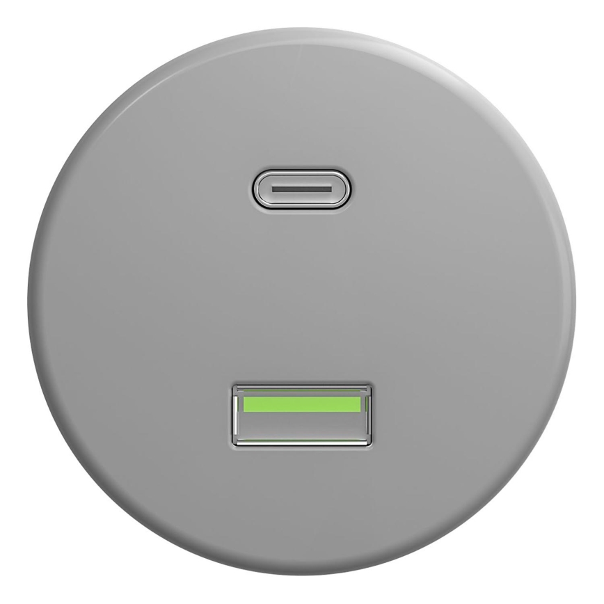 Kliklap - Tomada USB vintage A+C sem armação cinzento