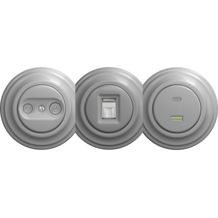 Kliklap - Tomada USB vintage A+C sem armação cinzento