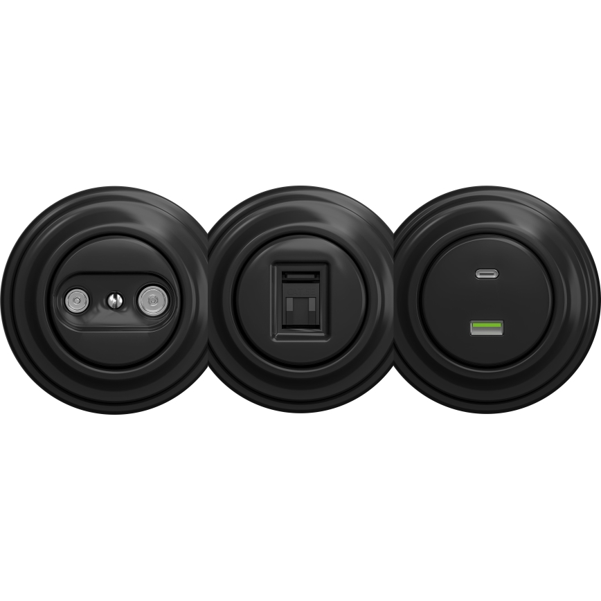 Kliklap - Tomada USB vintage A+C sem armação preto