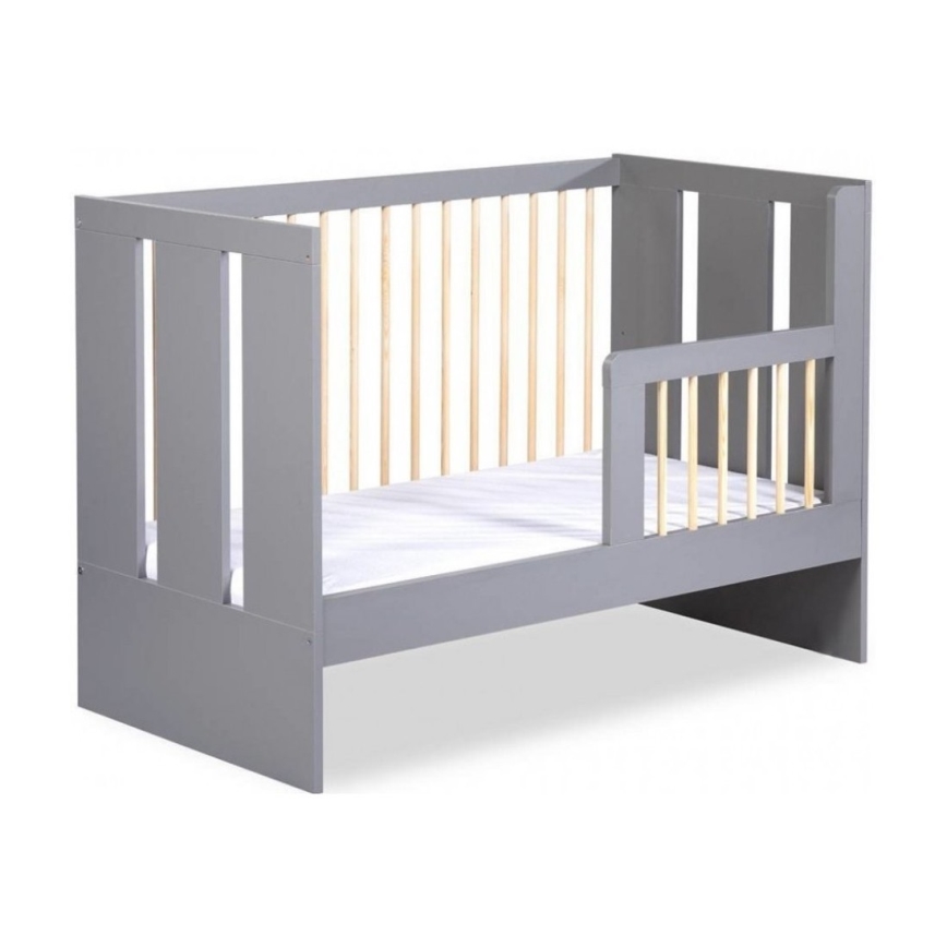 KLUPŚ - Berço infantil + grade protetora PAULINE 120x60 cm pinho/cinzento