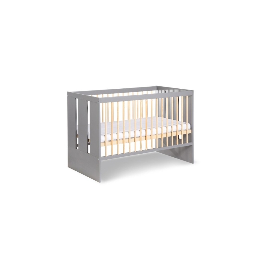KLUPŚ - Berço infantil + grade protetora PAULINE 120x60 cm pinho/cinzento