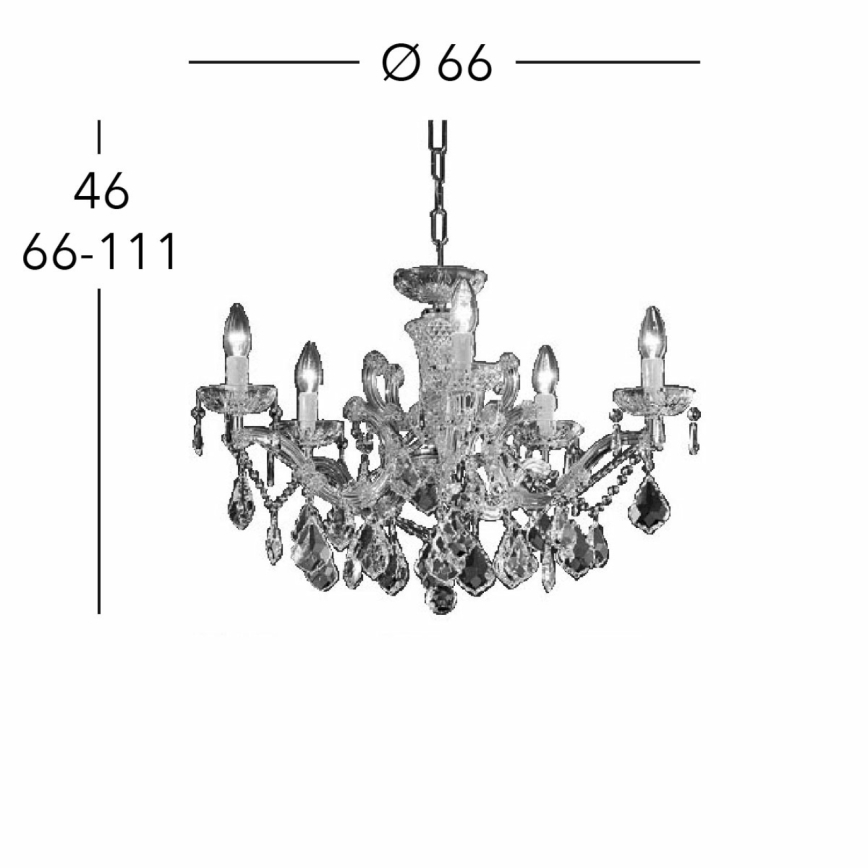 Kolarz 3149.85.3.KoT - Candeeiro suspenso de cristal MARIA LOUISE 5xE14/40W/230V 24K dourado