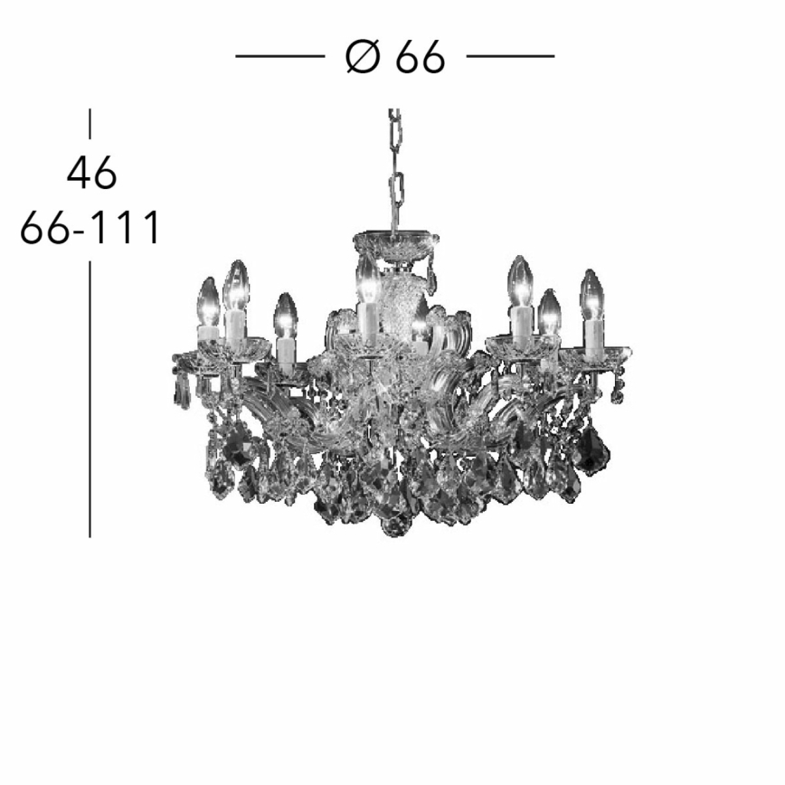 Kolarz 3149.88.3.KoT - Candeeiro suspenso de cristal MARIA LOUISE 8xE14/40W/230V 24K dourado