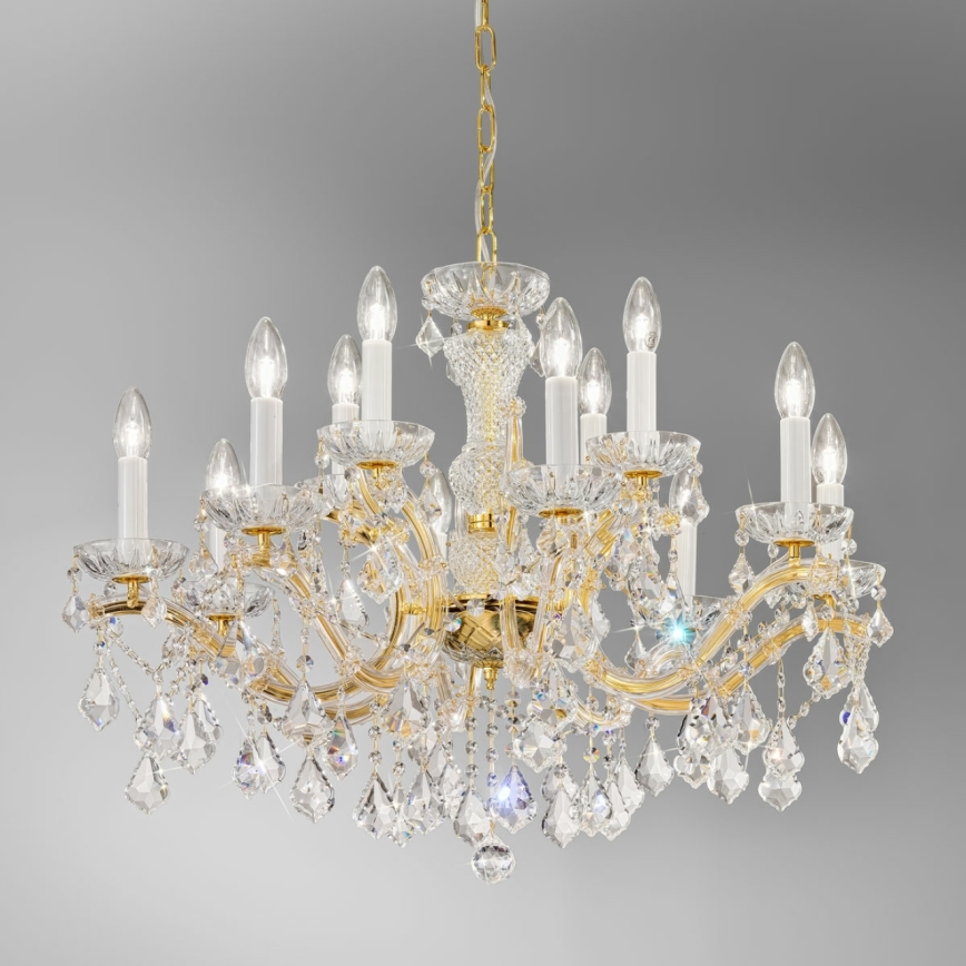 Kolarz 3149.88+4.3.KoT - Candeeiro suspenso de cristal MARIA LOUISE 12xE14/40W/230V 24K dourado