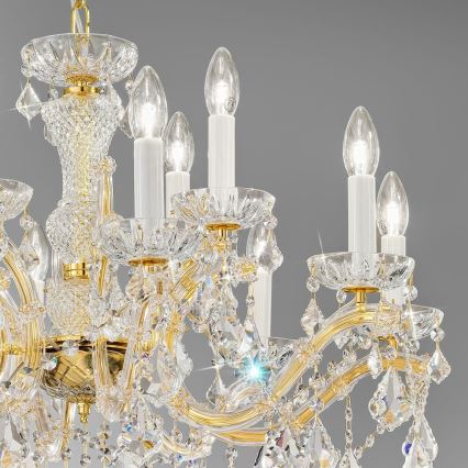 Kolarz 3149.88+4.3.KoT - Candeeiro suspenso de cristal MARIA LOUISE 12xE14/40W/230V 24K dourado