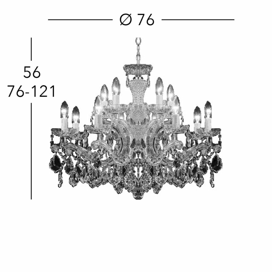 Kolarz 3149.88+4.3.KoT - Candeeiro suspenso de cristal MARIA LOUISE 12xE14/40W/230V 24K dourado