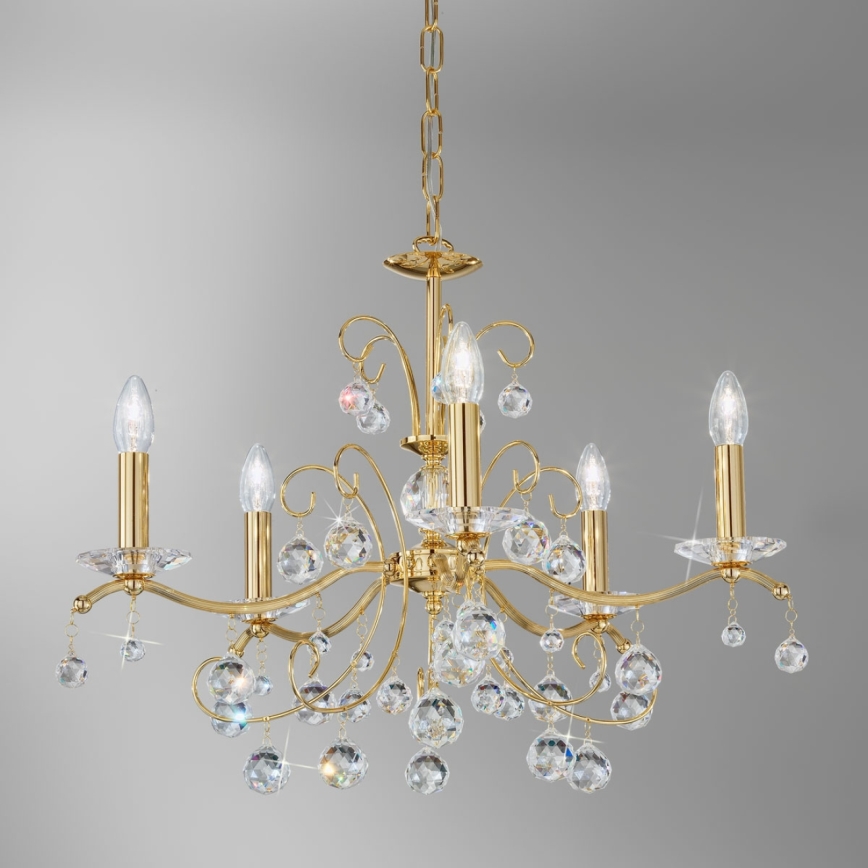 Kolarz 3234.85.3.KoT - Candeeiro suspenso de cristal CARMEN 5xE14/60W/230V 24K dourado