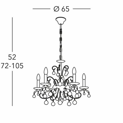Kolarz 3234.85.3.KoT - Candeeiro suspenso de cristal CARMEN 5xE14/60W/230V 24K dourado