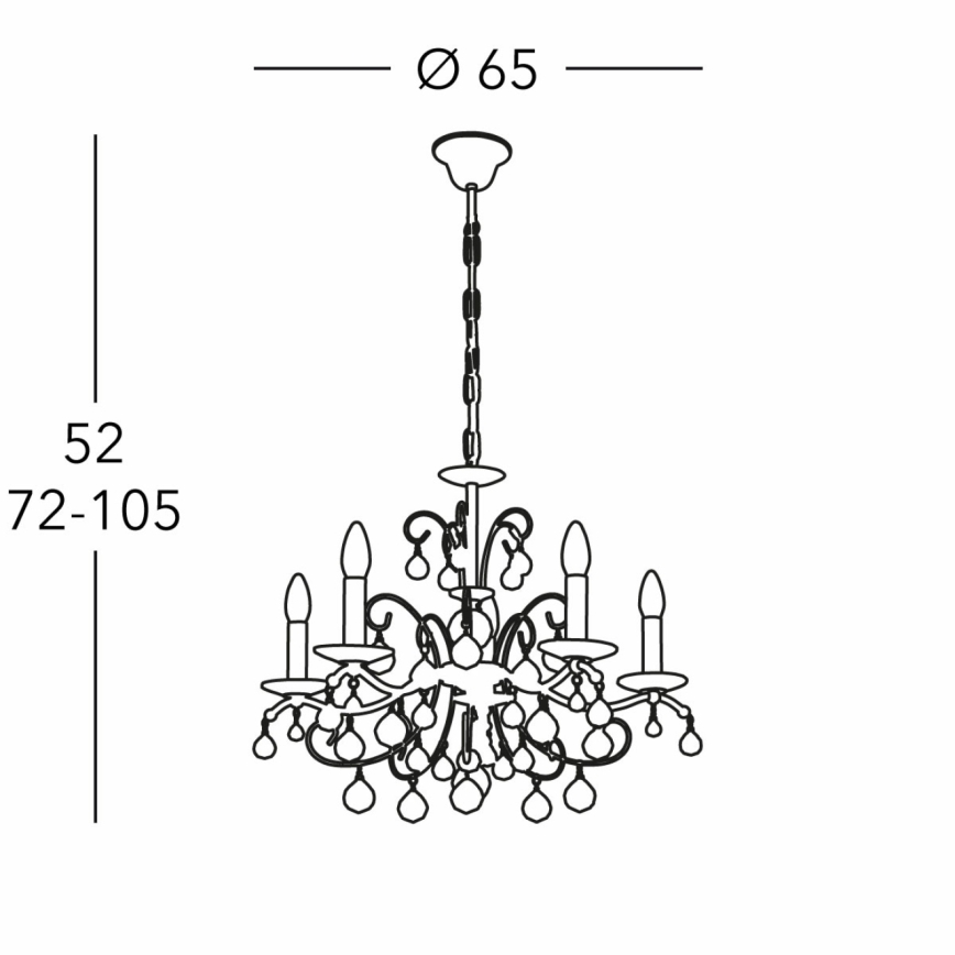 Kolarz 3234.85.3.KoT - Candeeiro suspenso de cristal CARMEN 5xE14/60W/230V 24K dourado