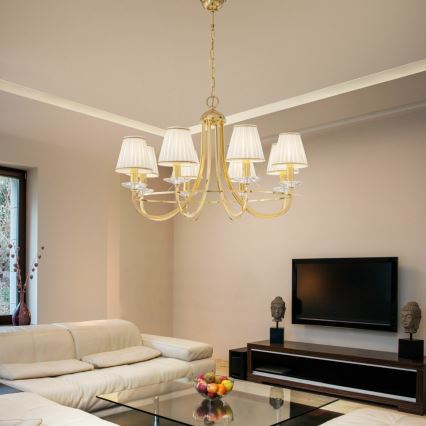 Kolarz 330.88.8C - Candeeiro suspenso de cristal IMPERIAL 8xE14/60W/230V dourado