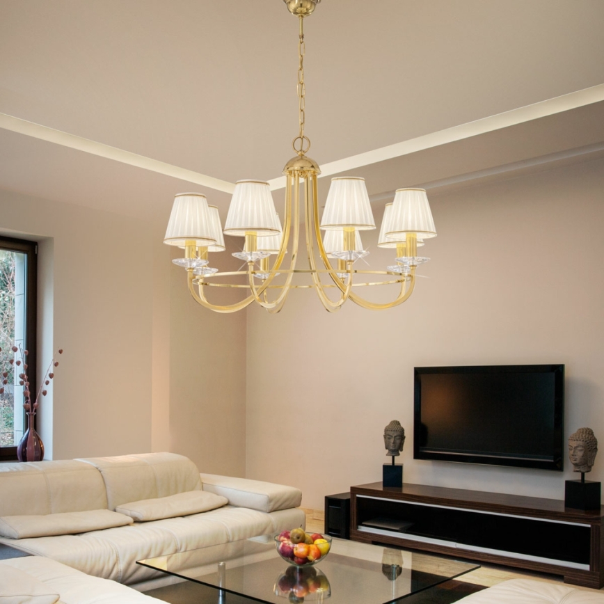 Kolarz 330.88.8C - Candeeiro suspenso de cristal IMPERIAL 8xE14/60W/230V dourado