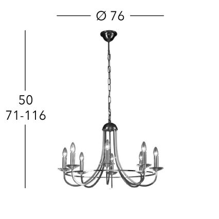 Kolarz 330.88.8C - Candeeiro suspenso de cristal IMPERIAL 8xE14/60W/230V dourado