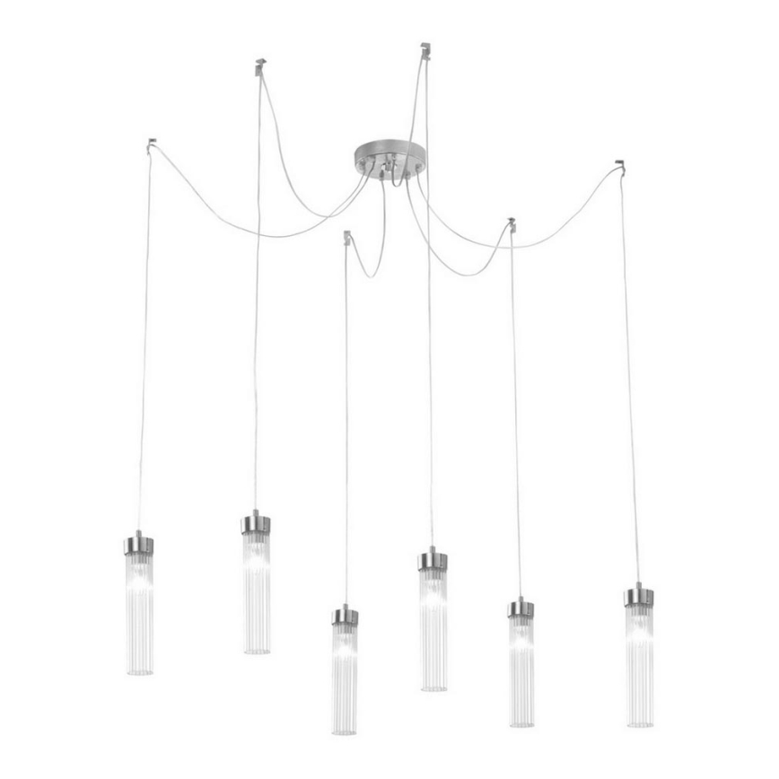 Kolarz 6009.30650 - Candeeiro suspenso RAGGIO 6xE14/25W/230V aranha prateado
