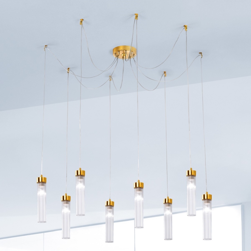 Kolarz 6009.30830 - Candeeiro suspenso RAGGIO 8xE14/25W/230V aranha 24K dourado