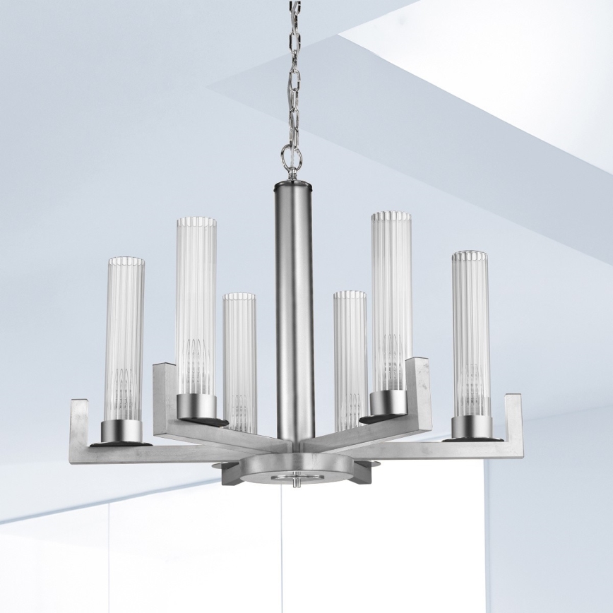 Kolarz 6009.80650 - Candelabro suspenso RAGGIO 6xE14/25W/230V prateado
