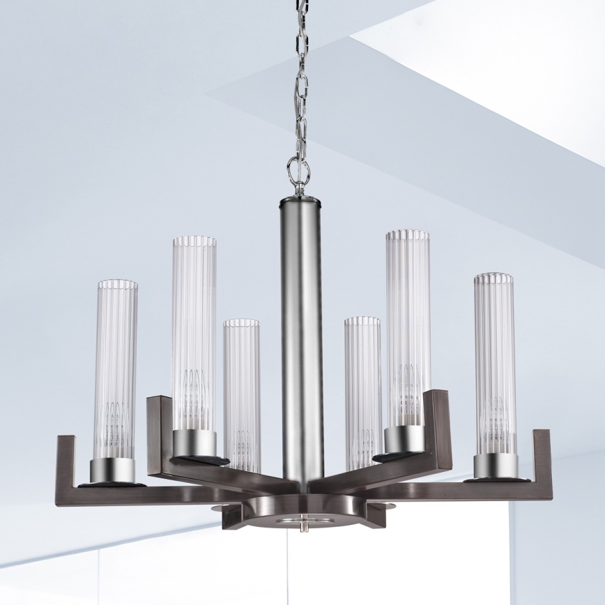 Kolarz 6009.80660 - Candelabro suspenso RAGGIO 6xE14/25W/230V mate cromado