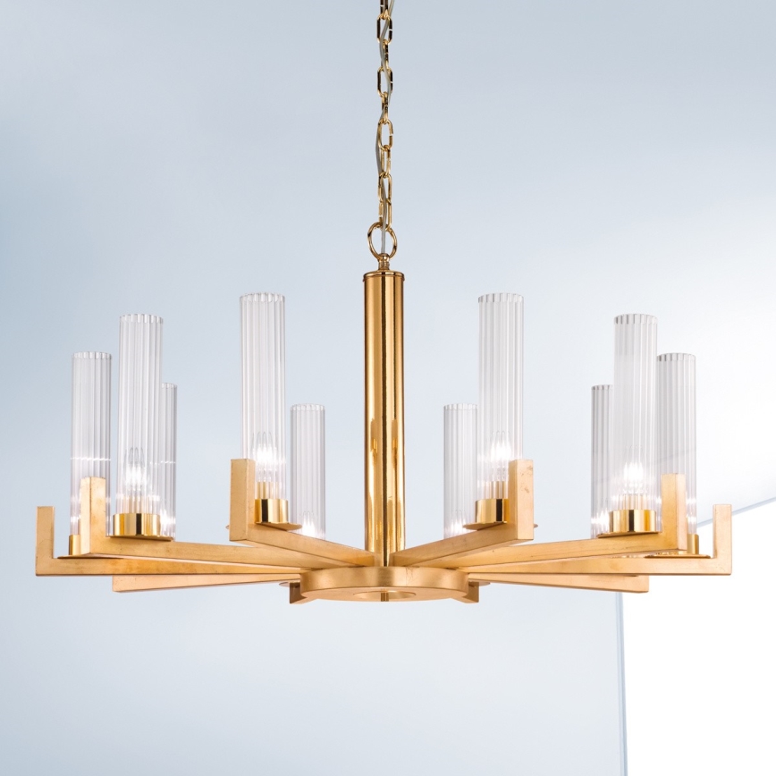 Kolarz 6009.81030 - Candelabro suspenso RAGGIO 10xE14/25W/230V 24K dourado