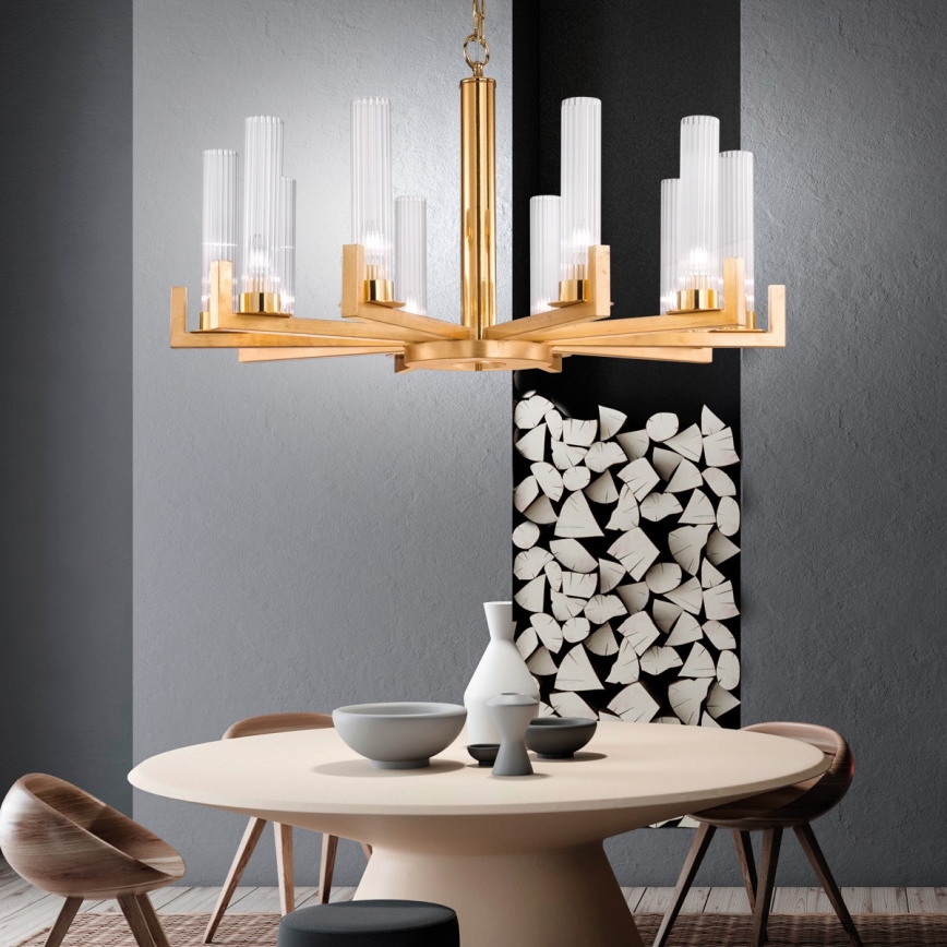 Kolarz 6009.81030 - Candelabro suspenso RAGGIO 10xE14/25W/230V 24K dourado