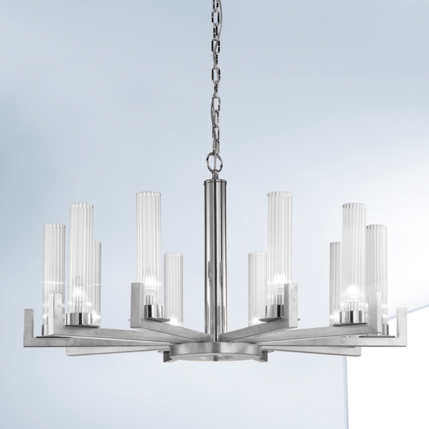 Kolarz 6009.81050 - Candelabro suspenso RAGGIO 10xE14/25W/230V prateado
