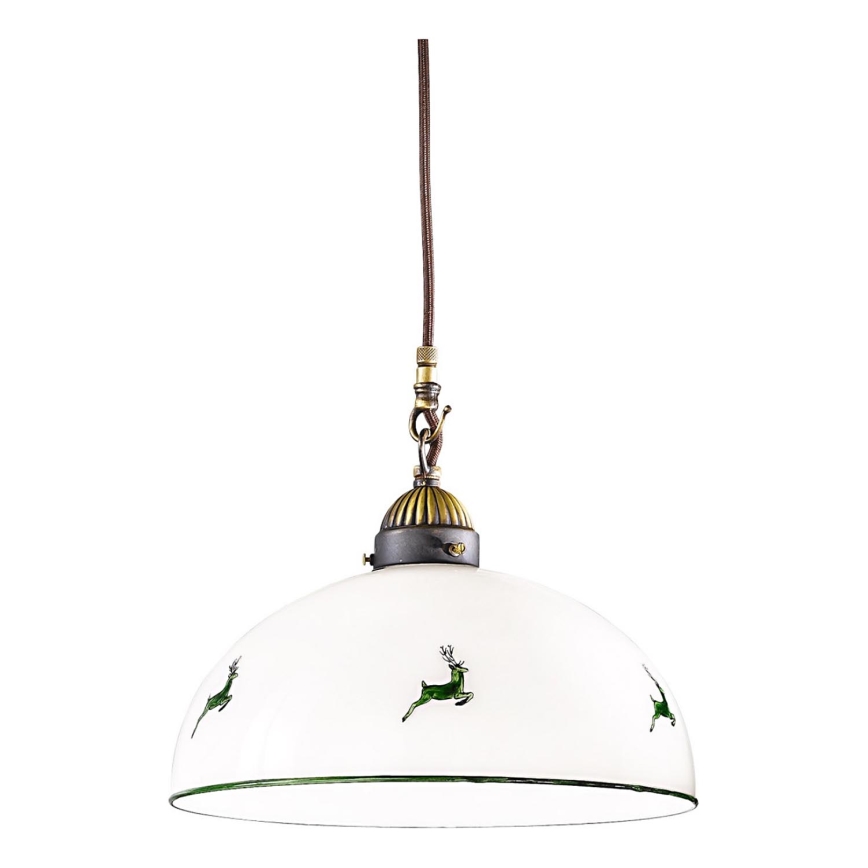 Kolarz 731.30.101 - Candeeiro suspenso NONNA 1xE27/75W/230V diâmetro 30 cm veado verde