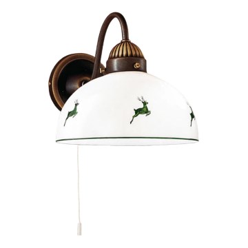 Kolarz 731.61.100 - Candeeiro de parede NONNA 1xE27/75W/230V castanho/veado verde