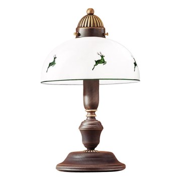 Kolarz 731.73.100 - Candeeiro de mesa NONNA 1xE27/75W/230V castanho/veado verde