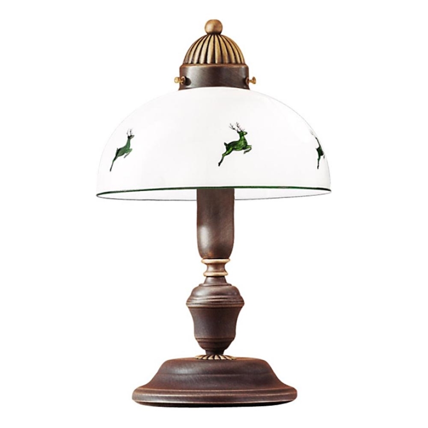 Kolarz 731.73.100 - Candeeiro de mesa NONNA 1xE27/75W/230V castanho/veado verde