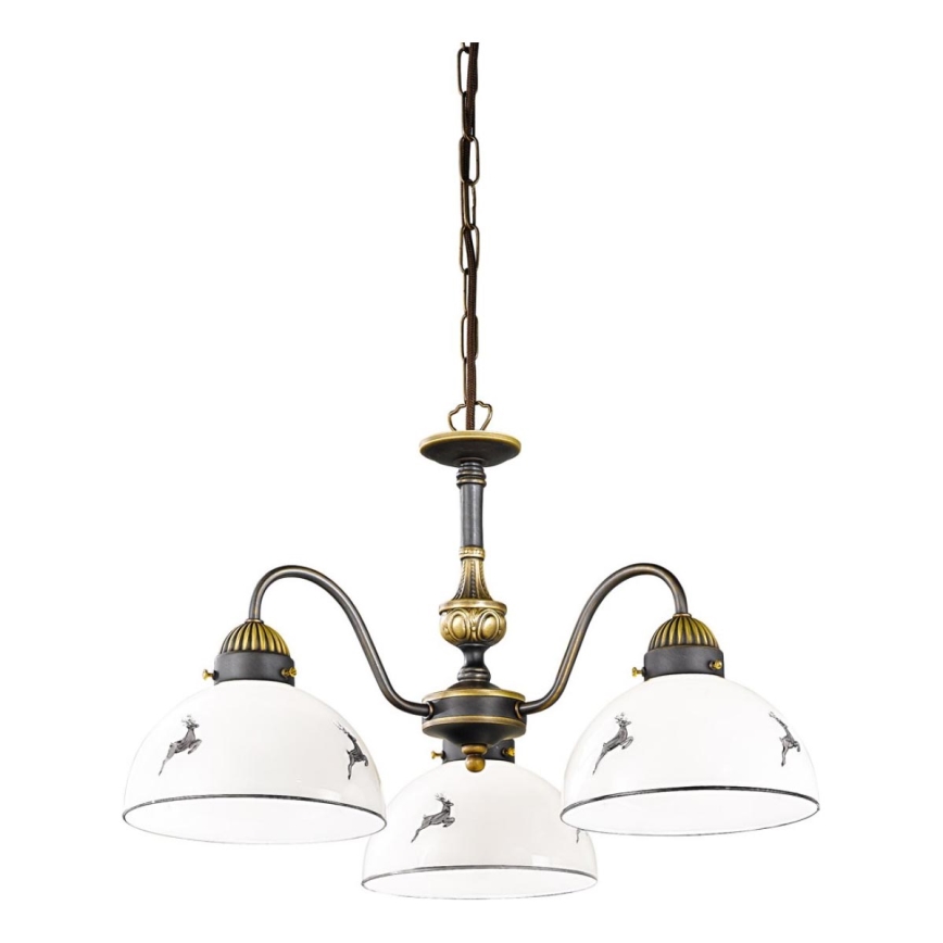 Kolarz 731.83.133 - Candeeiro suspenso NONNA 3xE27/75W/230V veado cinzento